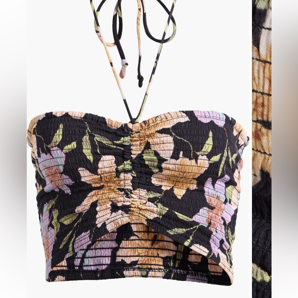 Billabong Summer Sunshine Smocked Crop
Tank bikini NWT 100% organic cotton new
